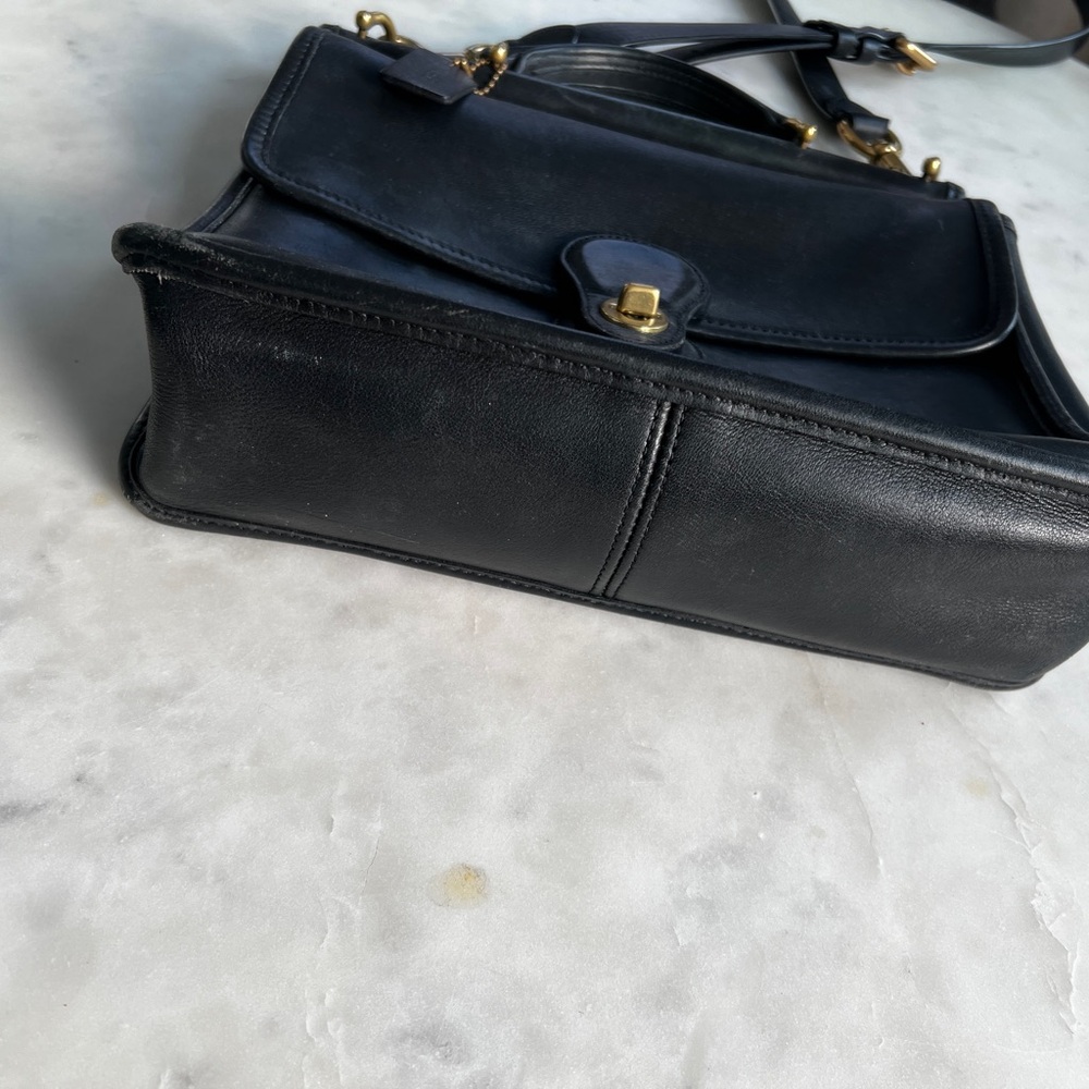 VINTAGE COACH pre-1994 WILLIS black leather crossbody bag - Picture 5 of 12